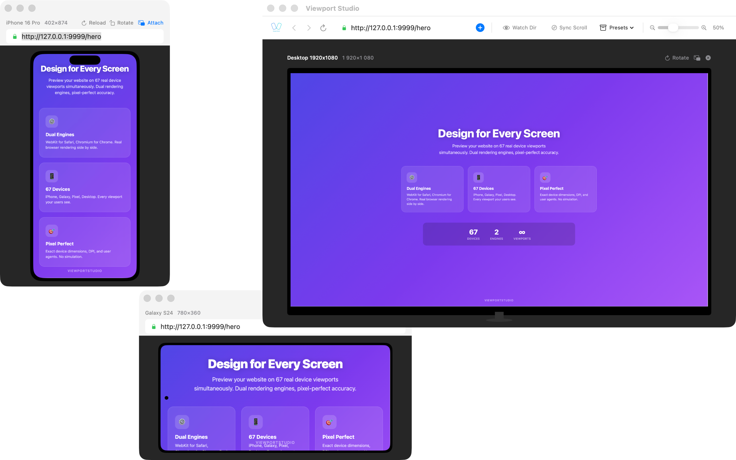 Detached windows on multiple monitors