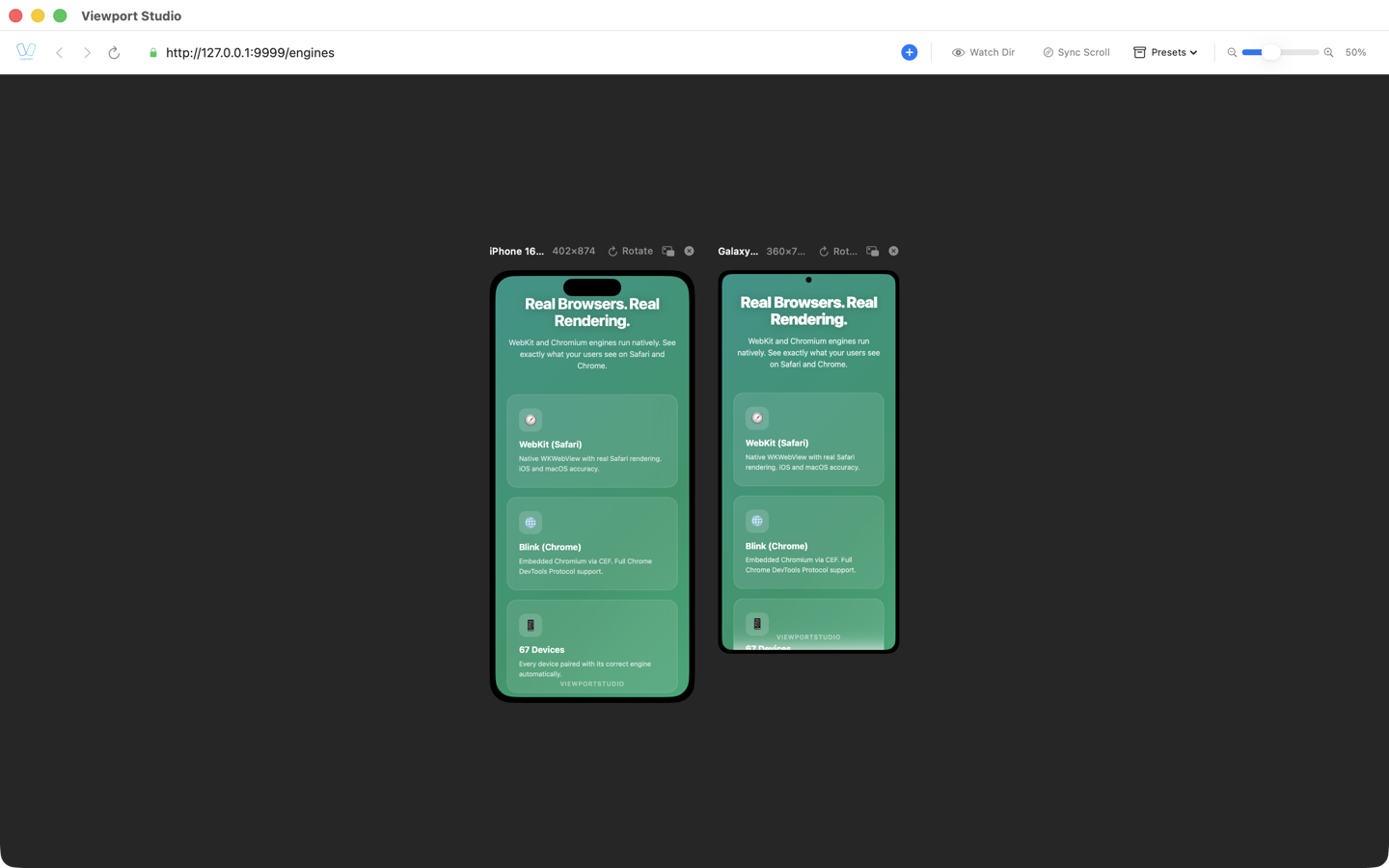 WebKit and Chromium rendering side by side