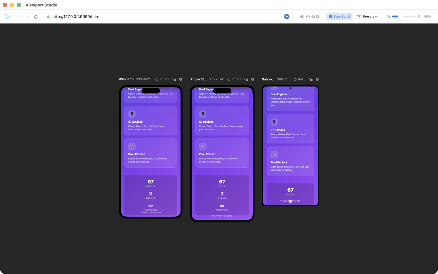 BrowserView — synchronized scrolling across multiple devices